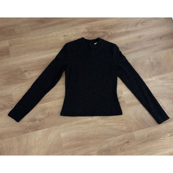 NWOT Sezane Taori Blouse - Black Lace Long Sleeve - Picture 4 of 5